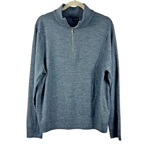 J. Crew Merino Wool‎ Blend 1/4 Zip Sweater Men's Large Gray Soft Long Sleeved